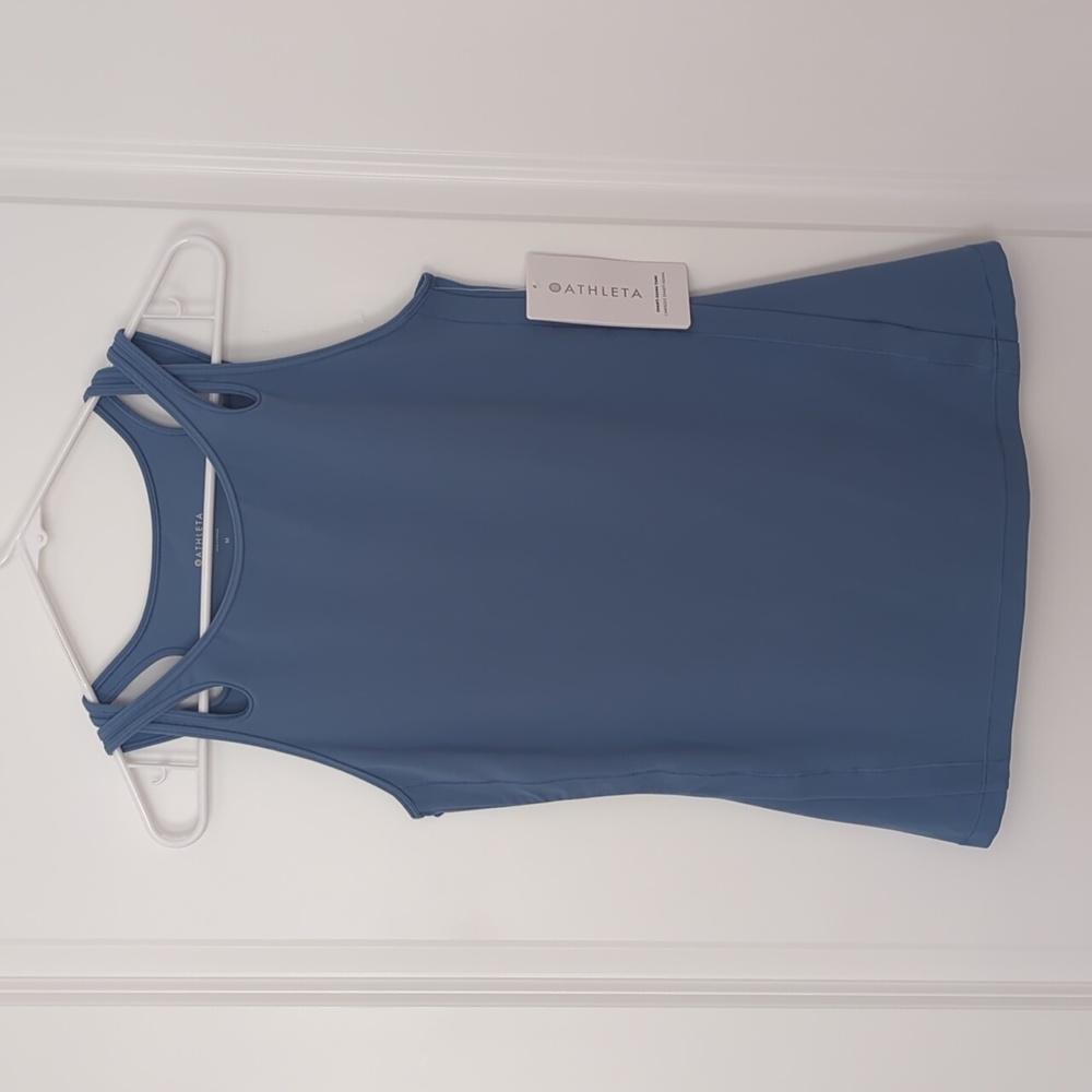 Athleta Shanti Asana Tank Cottage Blue Fitness Gym Yoga size Medium NEW w Tags - Picture 3 of 7